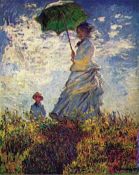 Camille Monet and son Jean on the hill