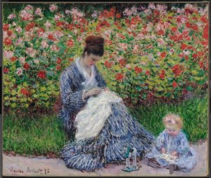 Camille Monet and a Child in Garden