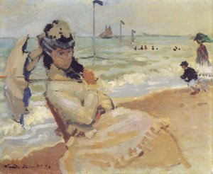 Camille Sitting On The Beach At Trouville