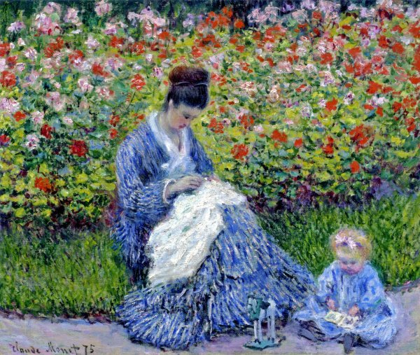 Madame Monet and Child (Camille Monet and a Child in a Garden)