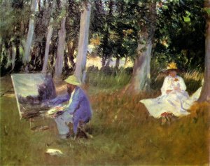 Sargent Claude monet_painting_in a garden 1885