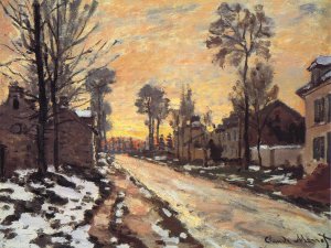 Road at Louveciennes, Melting Snow, Sunset